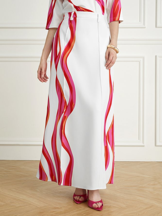 Regular Fit Urban Abstract Stripes Skirt