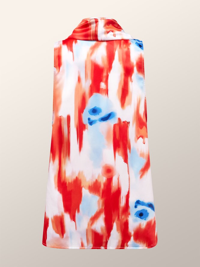 Loose Urban Cowl Neck Abstract  Print Top