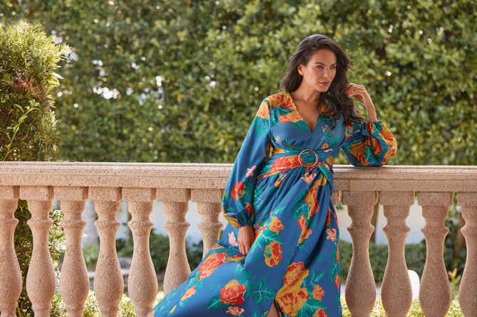 Vacation Long Sleeve Floral V Neck Regular Fit Maxi Dress