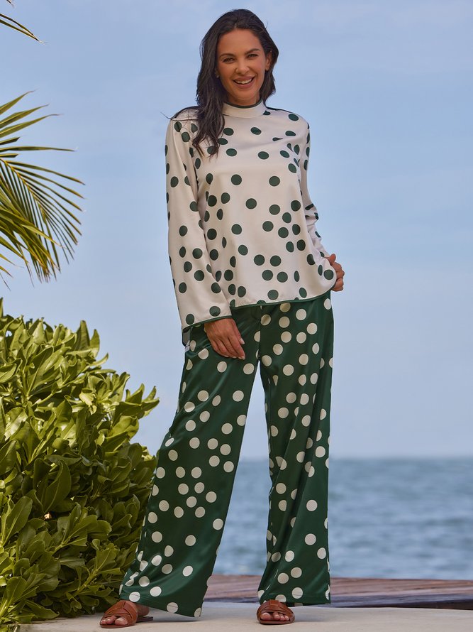 Regular Fit Polka Dots Elegant Fashion Pants