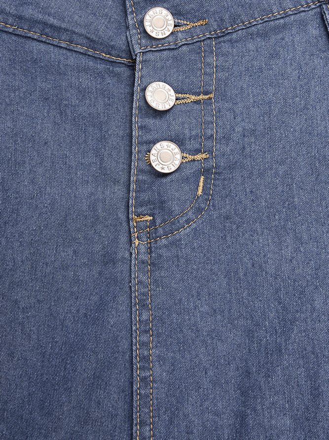 Denim Casual Regular Fit Denim Skirt