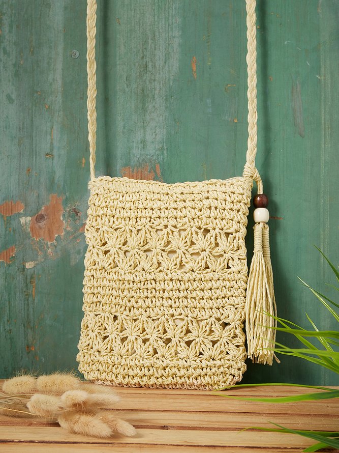 Ethnic Casual Straw Messenger Bag Vacation Beach