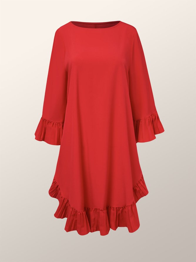 2023 Fashion week plain Crew Neck Loose Elegant Dress