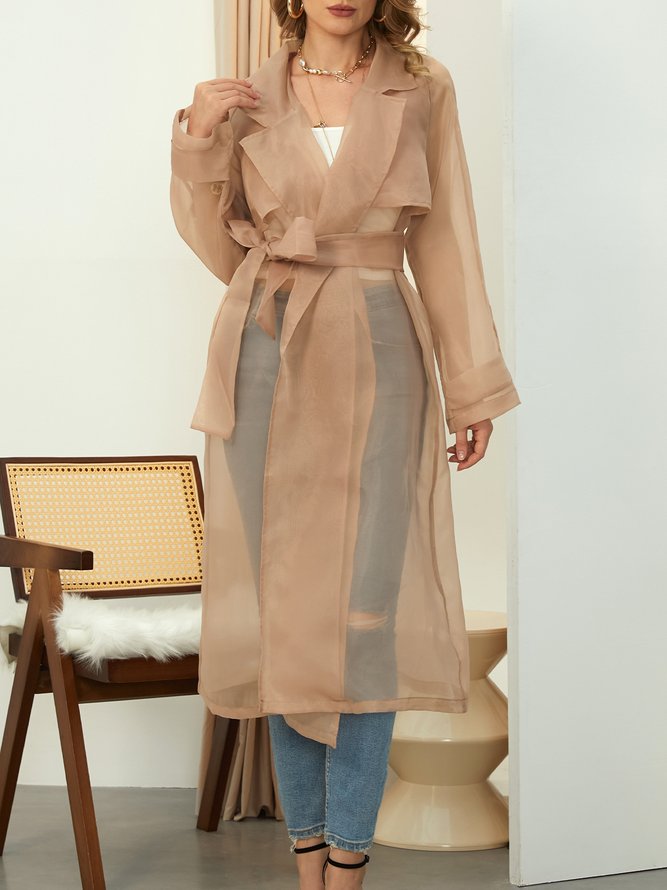 Lapel Collar Loose Urban Plain Kimono