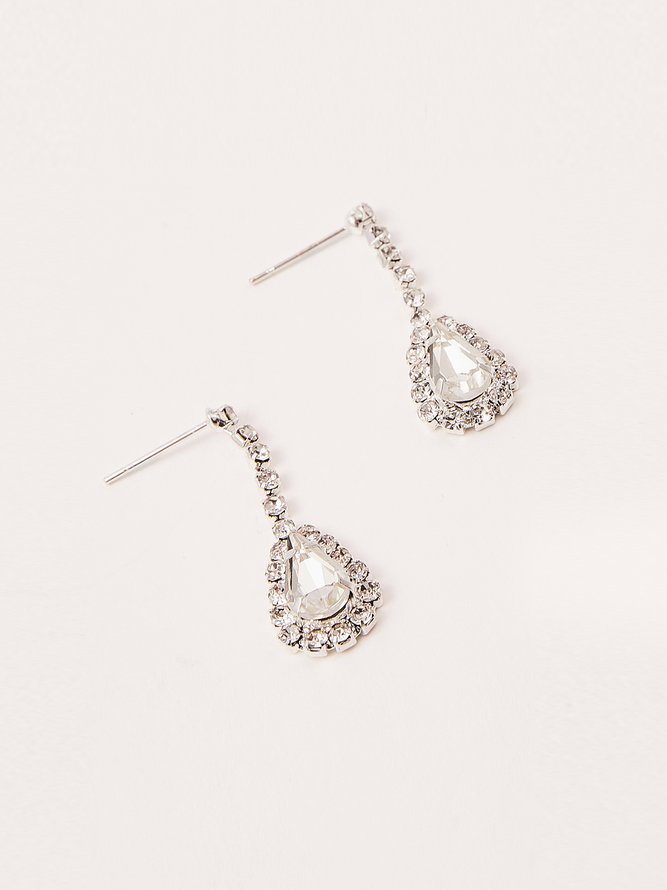 Elegant Drop Shape Full Diamond Earrings Necklace Fashion Party Women Jewelry Set