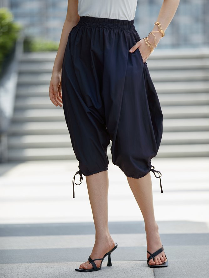 Casual No Elasticity Loose Plain Shorts