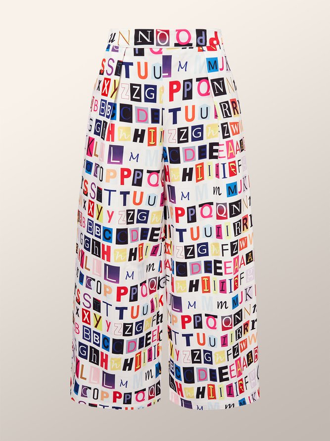 Daily Text Letters Urban Regular Fit Fashion Pants