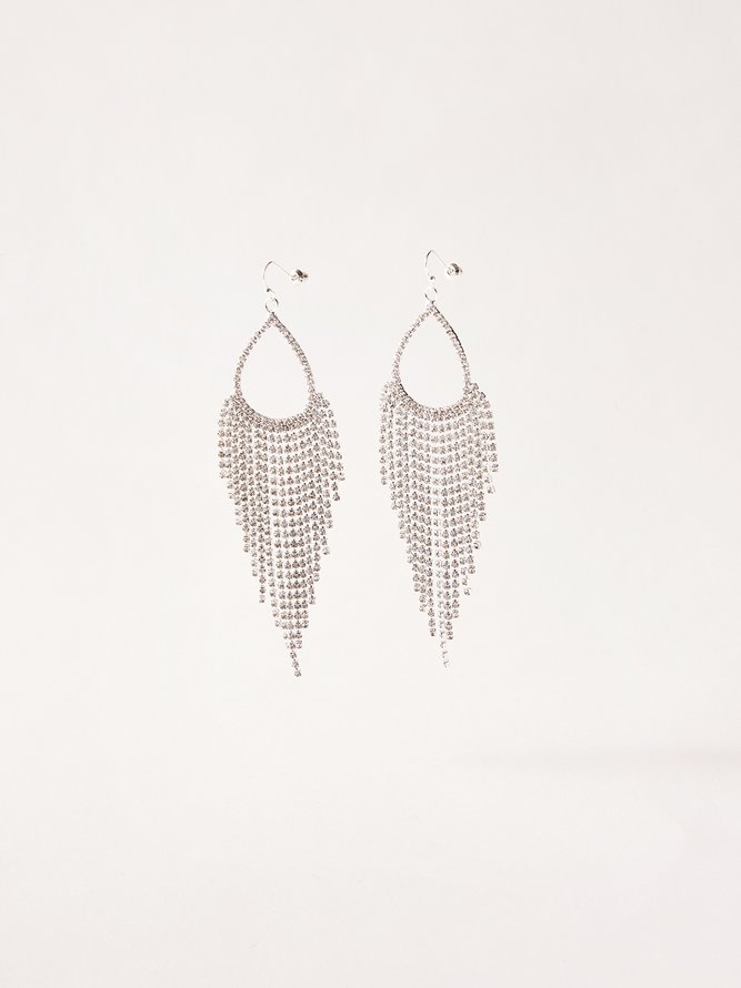 Elegant Metal Diamond Tassel Earrings Party Wedding Female Jewelry