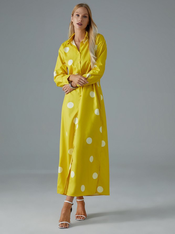 Regular Fit Urban Polka Dots Midi Dress With No Belt