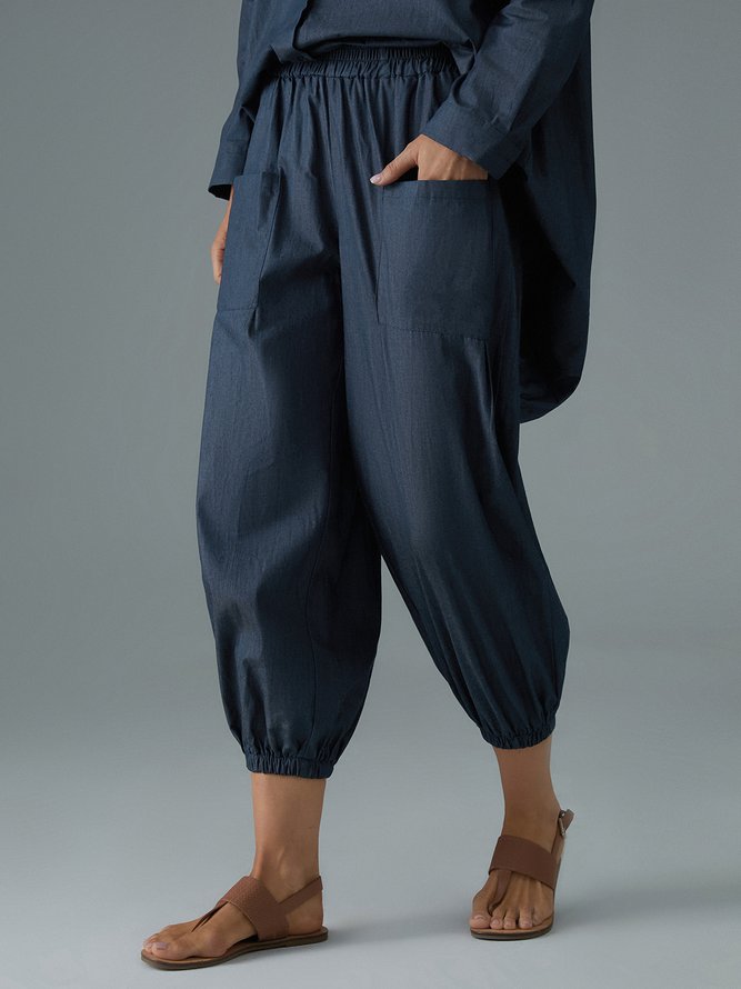 Faux denim Blue Daily Plain Casual Regular Fit Jeans