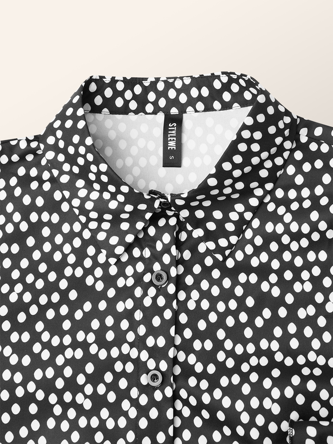 Long sleeve Elegant Flare Sleeve Shirt Collar Blouse
