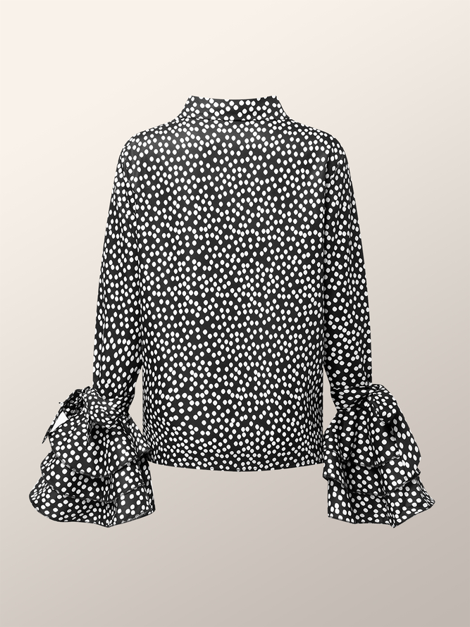 Long sleeve Elegant Flare Sleeve Shirt Collar Blouse