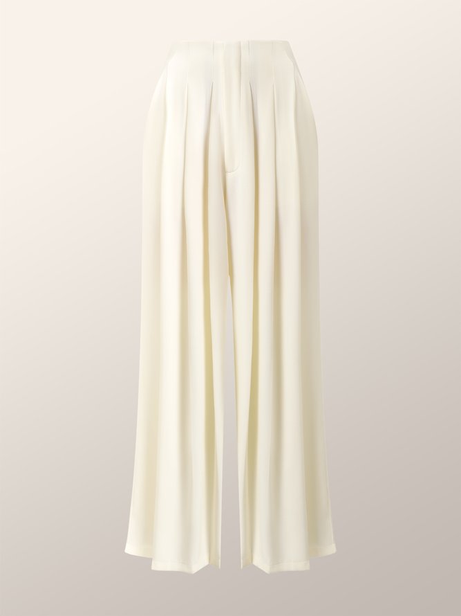 White Daily Long Elegant Plain Pants