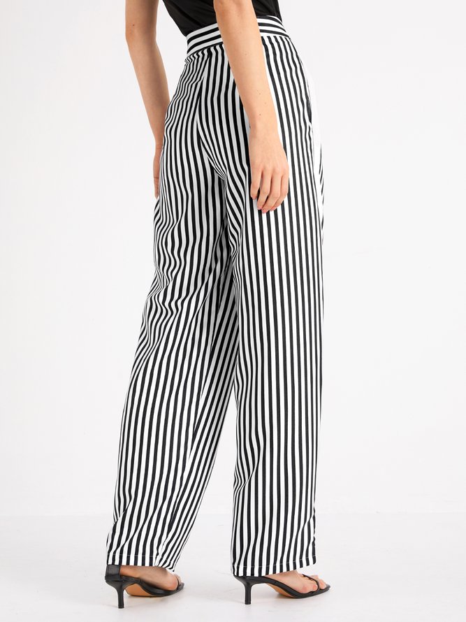 Simple Regular Fit Striped Pants