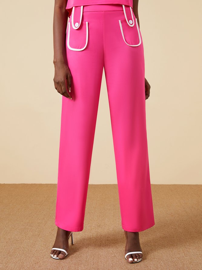 Elegant Daily Color Block Straight Leg Pants