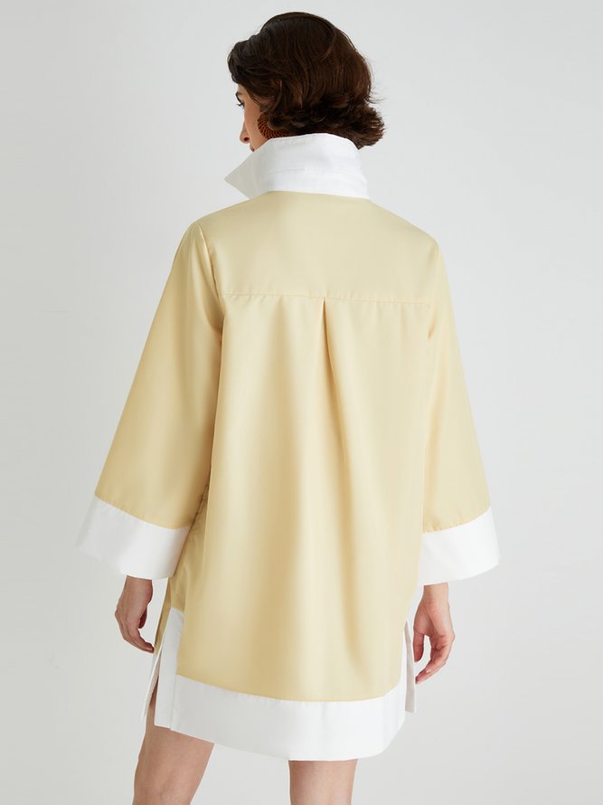 Casual Daily Loose  Color Block Shirt Dress