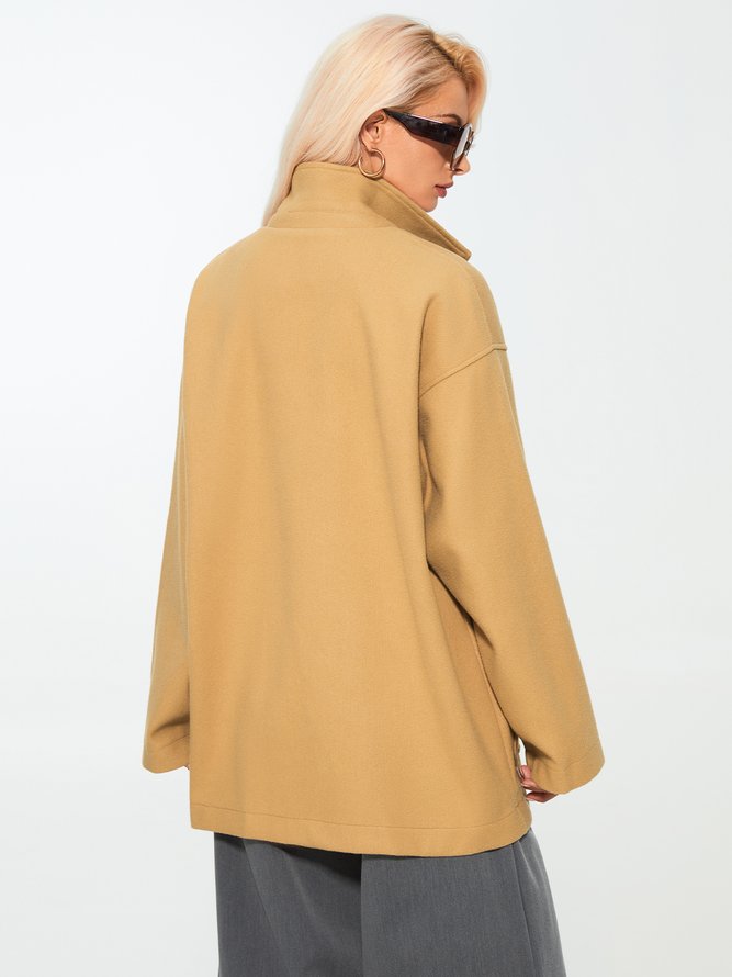 Simple Lapel Regular Fit Solid Overcoat