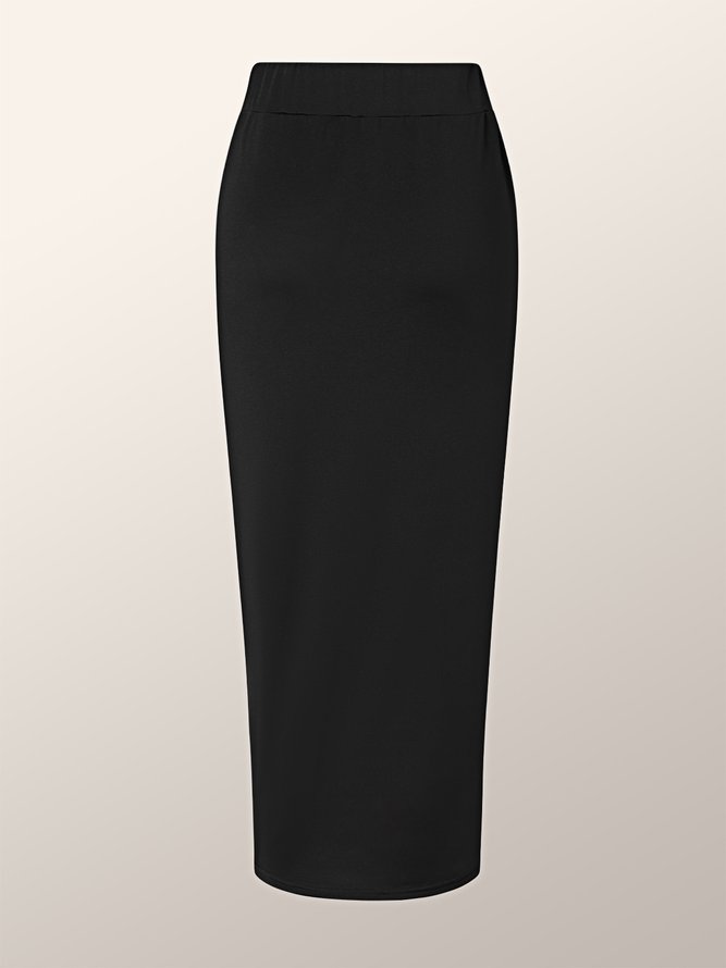 Elegant Slim Fit Solid Long Skirt