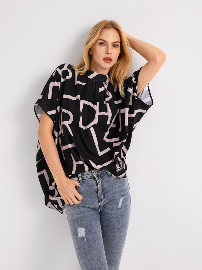 Daily Letter Loosen Cap Sleeve Top