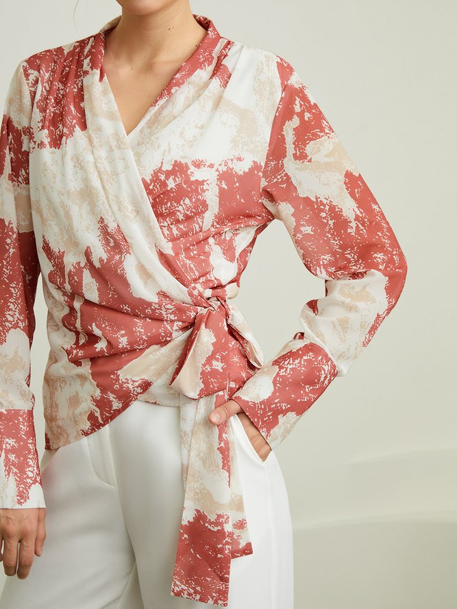 Long Sleeve Regular Fit V Neck Blouse