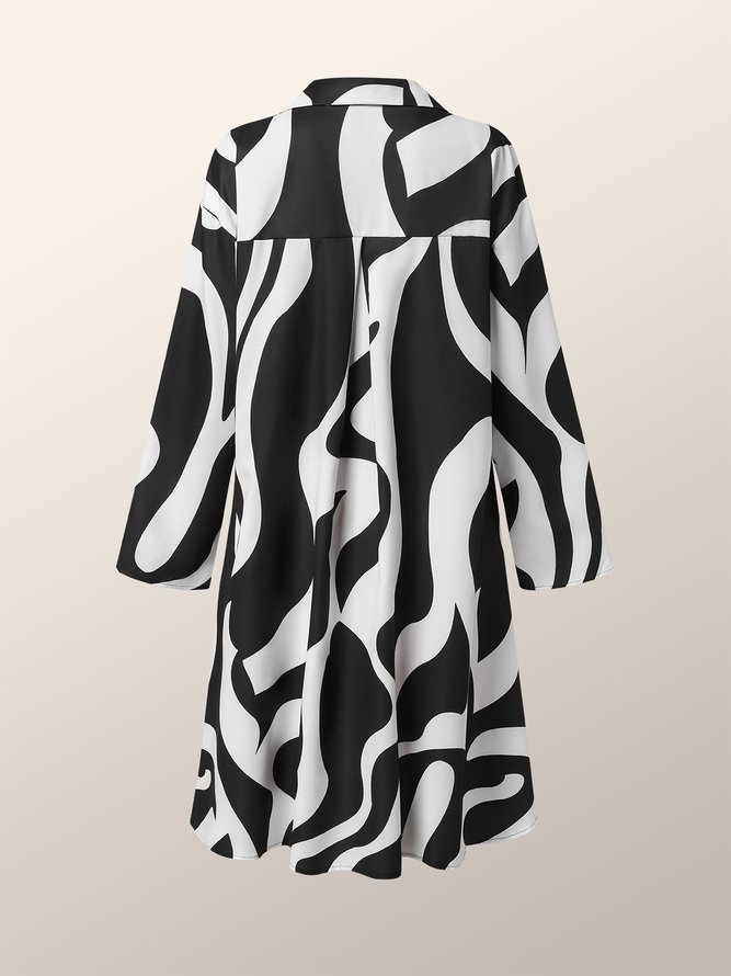 Long sleeve Shirt Collar Regular Fit Urban Chevron Dress