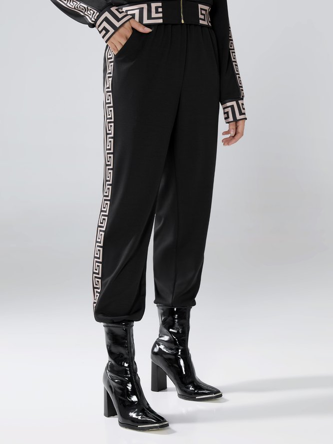 Casual Plain Mid Waist Regular Fit SweatPants
