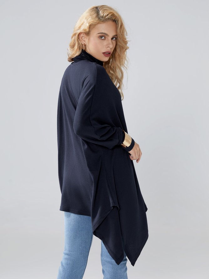 Loose High Elasticity Turtleneck Long sleeve A-Line Top