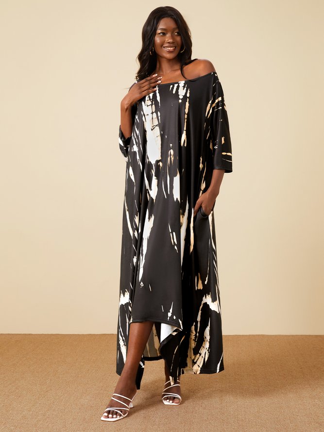 Round Neck Loosen Casual Maxi Dress