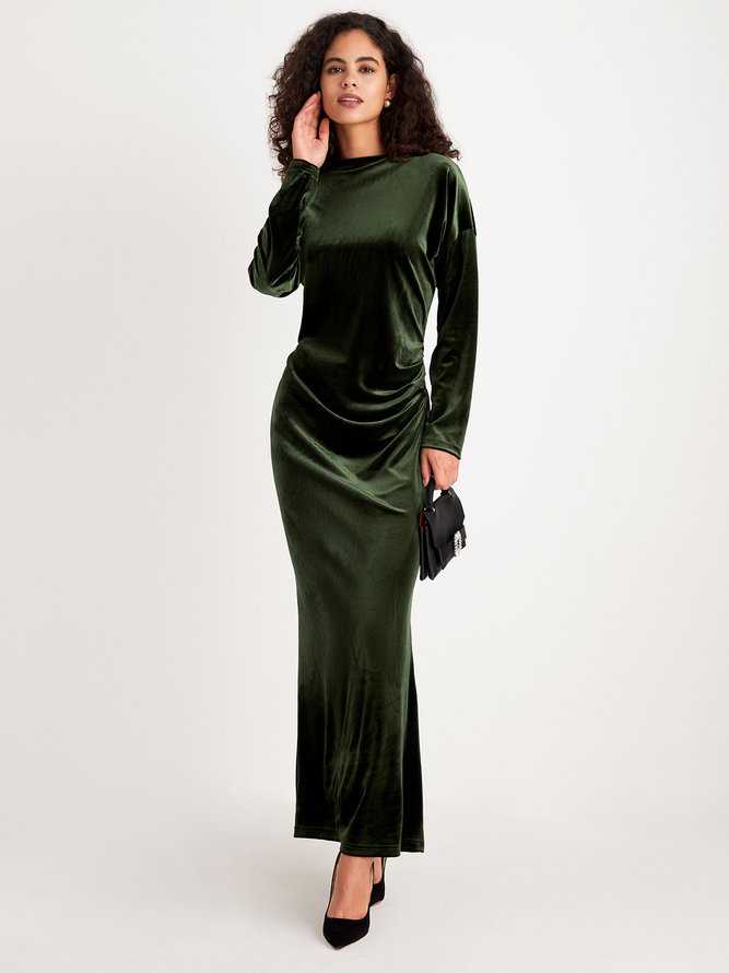 Regular Fit Elegant Plain Long Dress