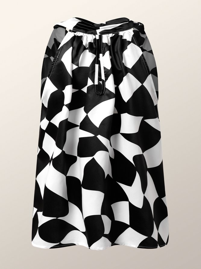 Simple Cowl Neck Geometric Short Sleeve Top