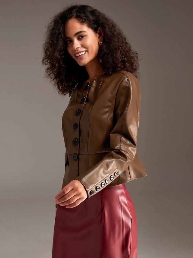 Regular Fit Elegant Crew Neck Long sleeve Jacket