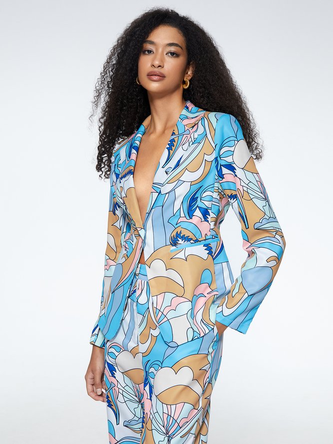 Work Abstract  Printed Elegant Blazer
