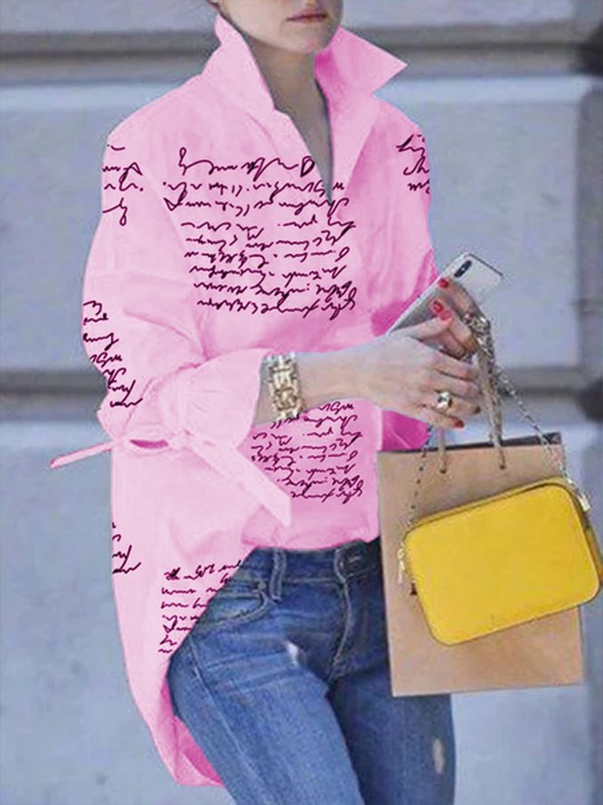 Long Sleeve Elegant Letter  Top