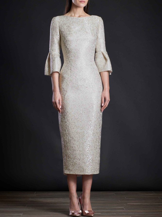 Plain Regular Fit Elegant Midi Dress