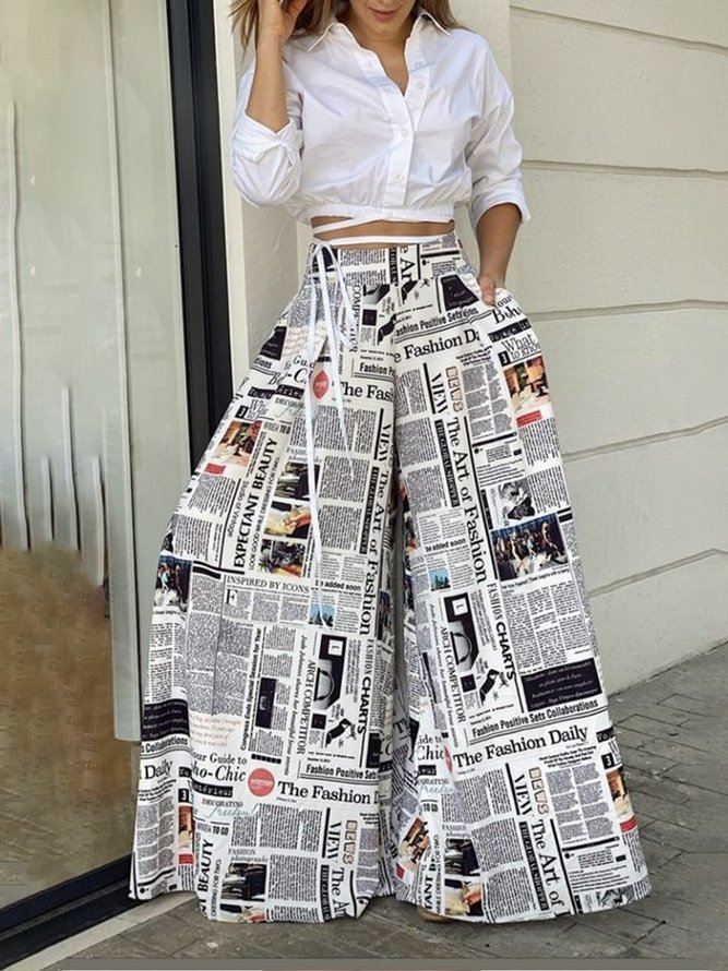 Text Letters Regular Fit Urban Fashion Pants