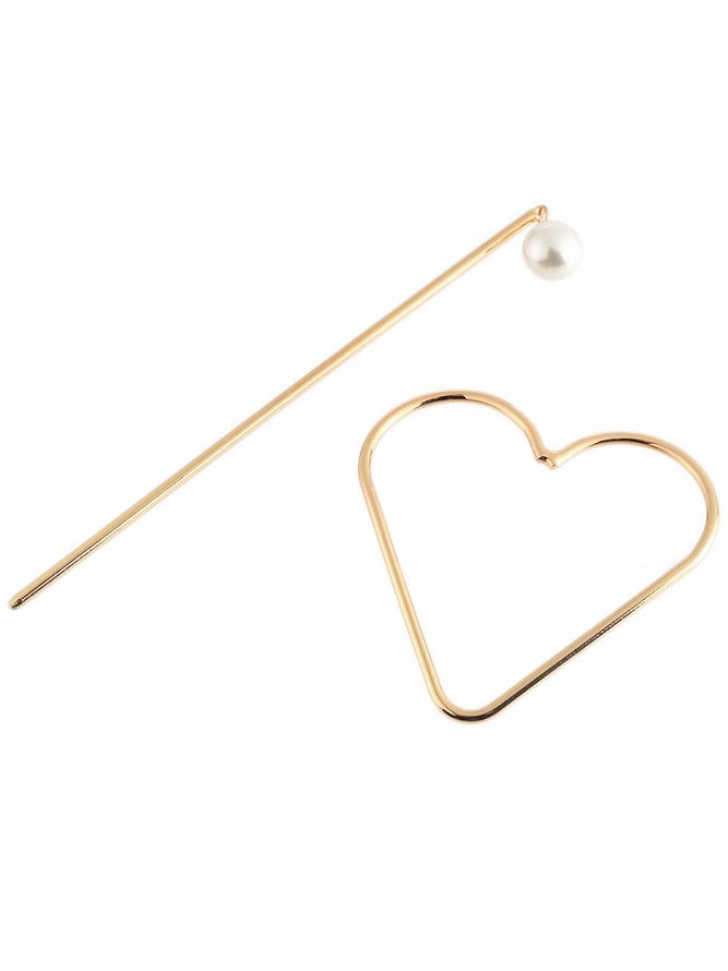 Casual Golden Retro Heart Pattern Inlaid Pearl Headwear Hair Roller Daily Home Commuting Jewelry
