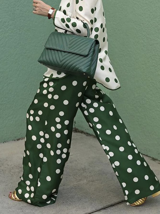 Regular Fit Polka Dots Elegant Fashion Pants