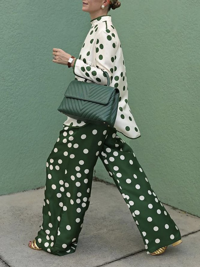 Regular Fit Polka Dots Elegant Fashion Pants