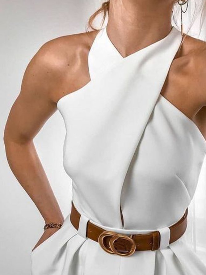 Regular Fit Plain Halter Urban Tank Top