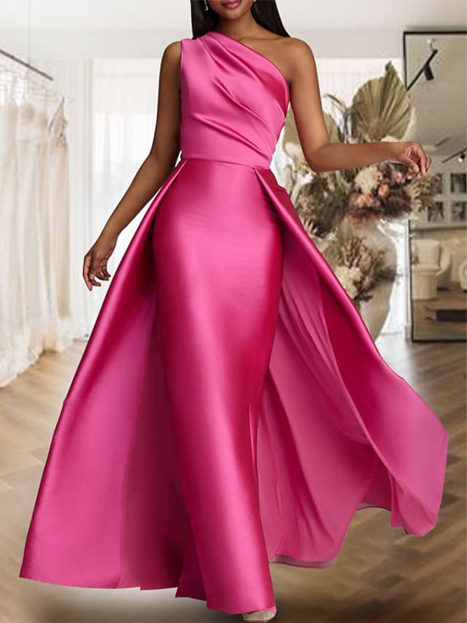 Elegant Satin One Shoulder Wedding Guest Dress