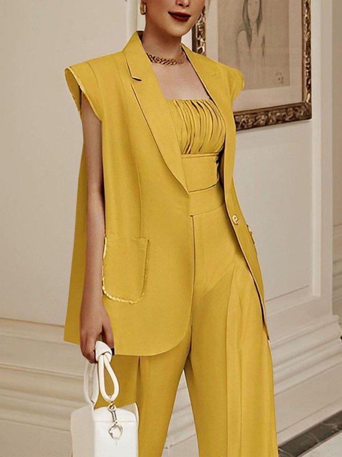 Loose Urban Plain Lapel Collar Blazer