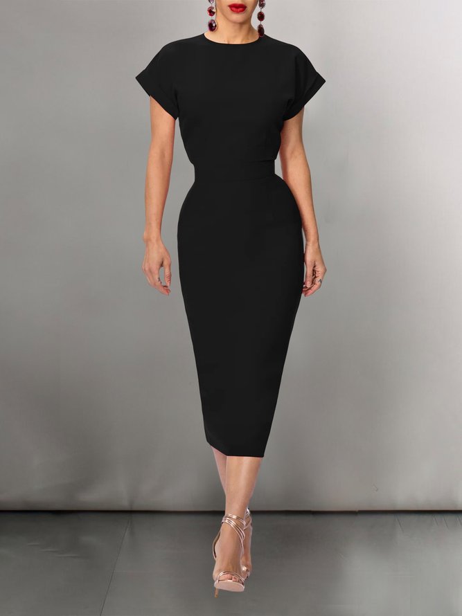 Urban Crew Neck Tight Midi Dress
