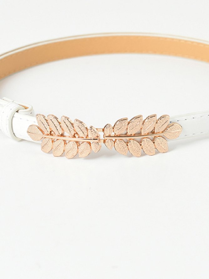 Urban Casual Wheat Ear Pattern Adjustable Leather Belt Women's Accessories