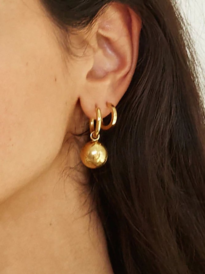 Elegant Silver Metal Ball Drop Earrings Everyday Urban Women's Jewelry