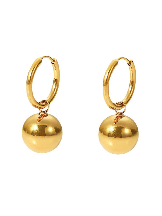 Elegant Silver Metal Ball Drop Earrings Everyday Urban Women's Jewelry