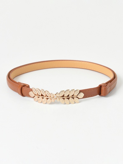 Urban Casual Wheat Ear Pattern Adjustable Leather Belt Women's Accessories