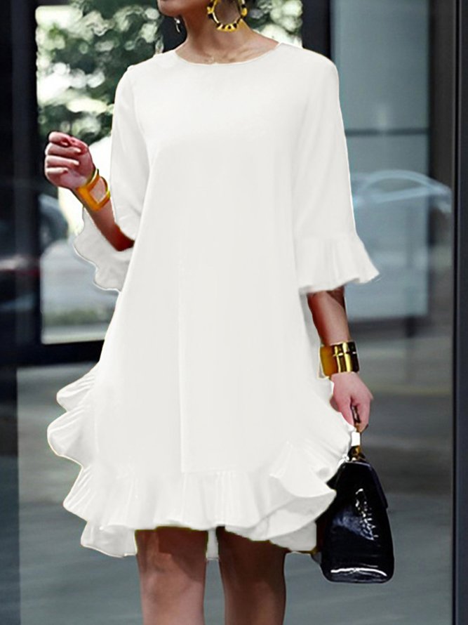2023 Fashion week plain Crew Neck Loose Elegant Dress