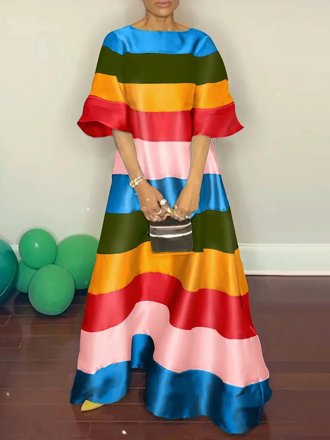 Half sleeve Boat Neck Elegant Regular Fit Dress