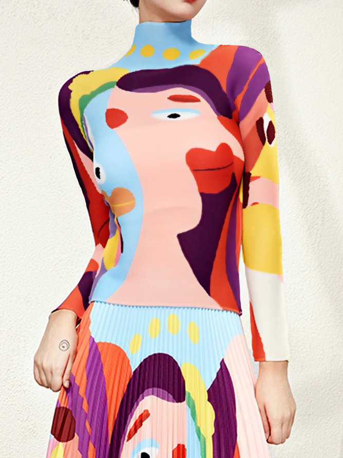 Long sleeve Urban Turtleneck Face Tight T-Shirt