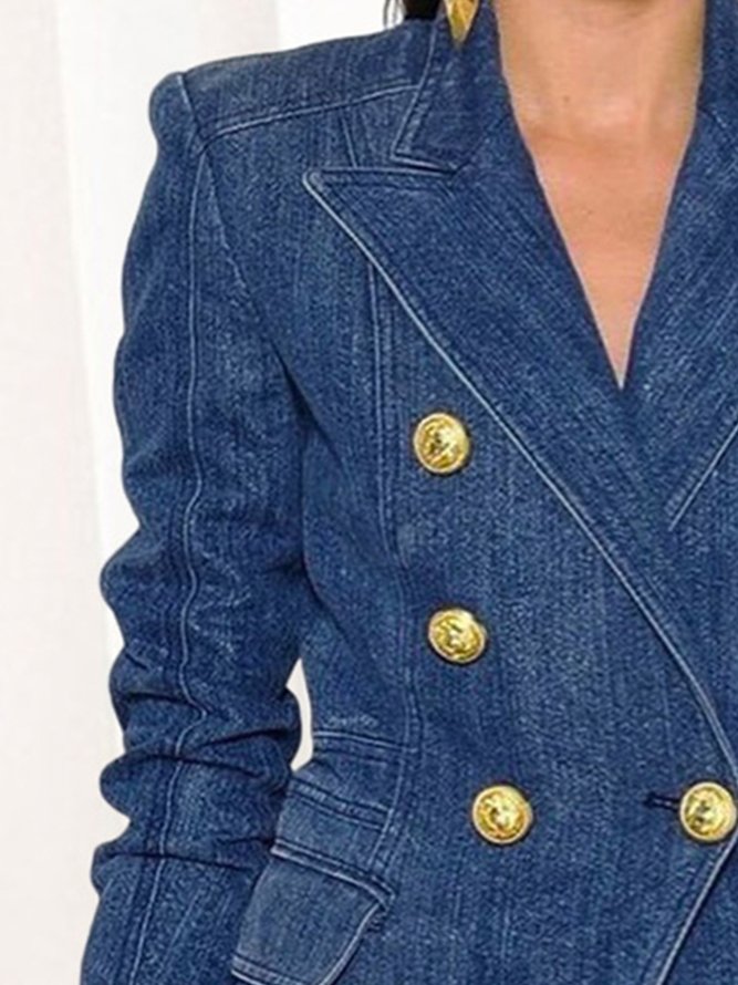 Urban Regular Fit Long Sleeve Plain Denim Coat